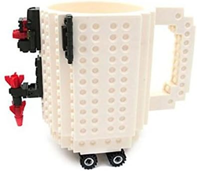 12oz Creative DIY Assembly Build-on Brick Mug Building Blocks Coffee Mug Brick Drink Tea Cup (White)
