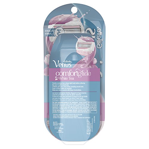 Gillette Venus Comfortglide Women's Razor with 2 Razor Blade Refills, White Tea, Womens Razors / Blades
