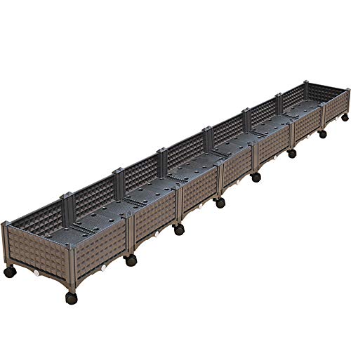 JFGUOYA Plastic Raised Garden Bed Brown, Assemble Elevated Planter Box Container Indoor Outdoor Use for Flower Vegetable Patio Backyard Porch Home Garden Decoration,7boxes