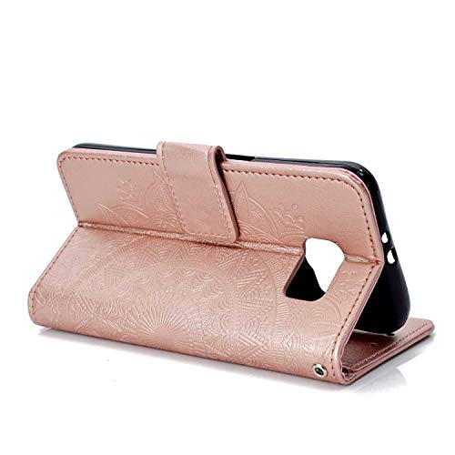 Case Galaxy S6, Bear Village PU Leather Embossed Design Case with Card Holder and ID Slot, Wallet Flip Stand Cover for Samsung Galaxy S6 (#1 Rose Gold) - Thumbnail 2
