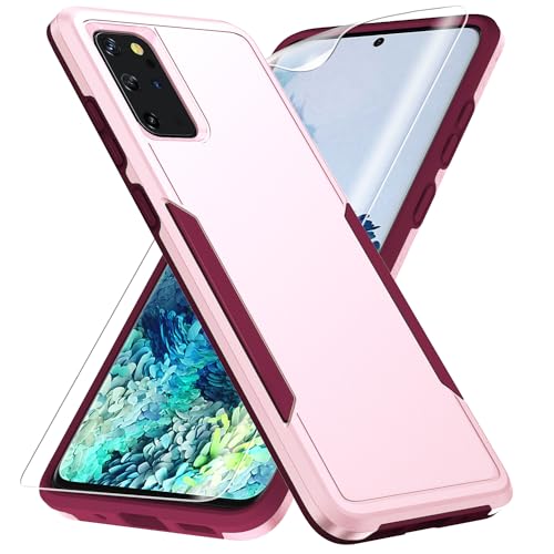 for Galaxy S20 Plus Case with HD Screen Protector [Military Grade Drop Tested] Heavy-Duty Tough Rugged Shockproof Protective Case for Samsung S20 Plus, Pink