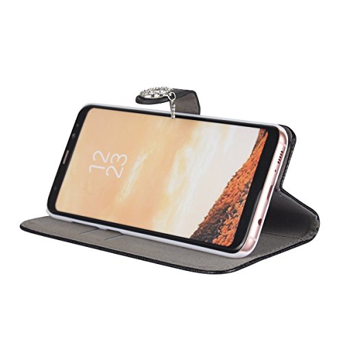 Galaxy S8plus Case, LU2000 Flip Folio Leather Handbag Wallet Wristlet Case with Metal Chain Sling Purse Clasp Stud Rhinestone Bling Star Decor for Samsung Galaxy S8+ / S8plus SM-G9 - Pink