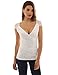 Pattyboutik Women's V Neck Lace Overlay Lined Top (White and Ivory L)