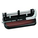 Swingline 2-7 Hole Punch, Adjustable, Heavy Duty Hole Puncher, 40 Sheet Punch Capacity, Chrome/Black/Woodgrain (74400)