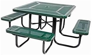 Portable Picnic Table w Single-Sided Accessibility in Green Finish (Round - Perforated)