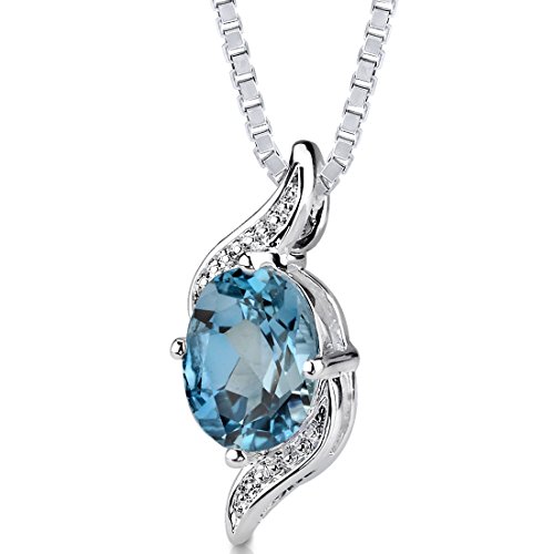 1.50 cts Oval Cut London Blue Topaz Pendant in Sterling Silver Rhodium Nickel Finish