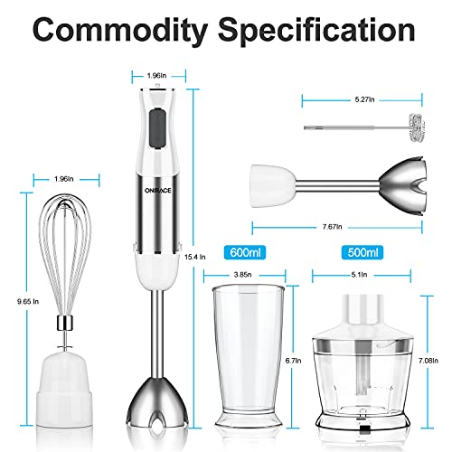 Immersion Blender, 5in1 Hand Blender Kits, 800W Powerful 12Speed