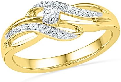 10K Yellow Gold And Diamonds Crossover Promise Ring For Women ( 0.15 CTTW)