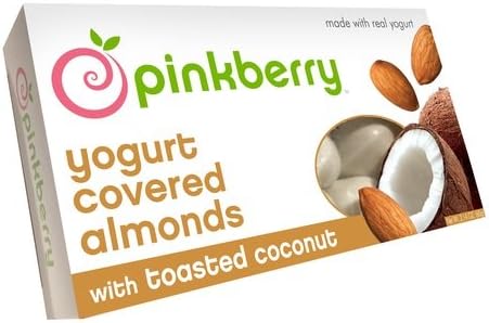 Pinkberry Yogurt Covered Almonds with Toasted Coconut Candy 3 oz (Pack of 6)