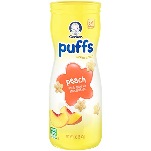 Gerber Graduates Puffs Cereal Snack, Peach, Naturally Flavored with Other Natural Flavors, 1.48 Ounce, 6 Count