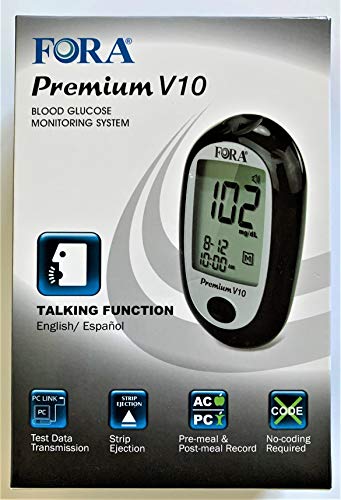 FORA Premium V10 Talking Blood Glucose Meter (English, Español) - Thumbnail 4