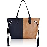 Tote Handbags,ZMSnow Fashion PU Leather Shoulder Bag for Work(ZMS-NB-109,Black&Nude)