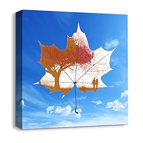 Canvas Wall Art Abstract Leaves Painting...