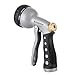 Premium Garden Hose Nozzle – All Metal Spray Gun Design. 8 High Pressure Spray Patterns. Pistol Grip Front Trigger w/Hands Free Clip. Solid Brass Flow Control Knob. Guaranteed Leak Proof. (Gray)
