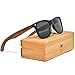 GOWOOD Wood Sunglasses Mens & Women | Premium Polarized Walnut Wood Temples & Black Acetate Frame | Sunglasses UV400 Lenses | Women & Mens Sunglasses UV Protection | CE Marked (black)
