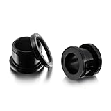 BodyJ4You Tunnels Black Steel Screw Fit Flesh Tunnel Plug 2 Pieces from 10 Gauge - 20mm