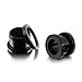 BodyJ4You Tunnels Black Steel Screw Fit Flesh Tunnel Plug 2 Pieces from 10 Gauge - 20mm