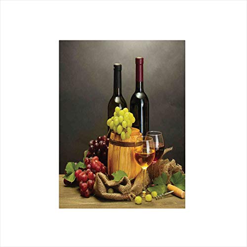 Decorative Privacy Window Film/Barrel Bottles and Glasses of Wine and Ripe Grapes on Wooden Table Decorative Picture/No-Glue Self Static Cling for Home Bedroom Bathroom Kitchen Office Decor Multi - Thumbnail 5