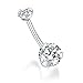 GAGABODY G23 Titanium 14G Belly Button Rings Navel Rings Belly Rings 3/8 inch 10mm Belly Piercing Prong Set Belly Button Navel Piercing Ring Double Sparkle ABCZ Navel Barbell