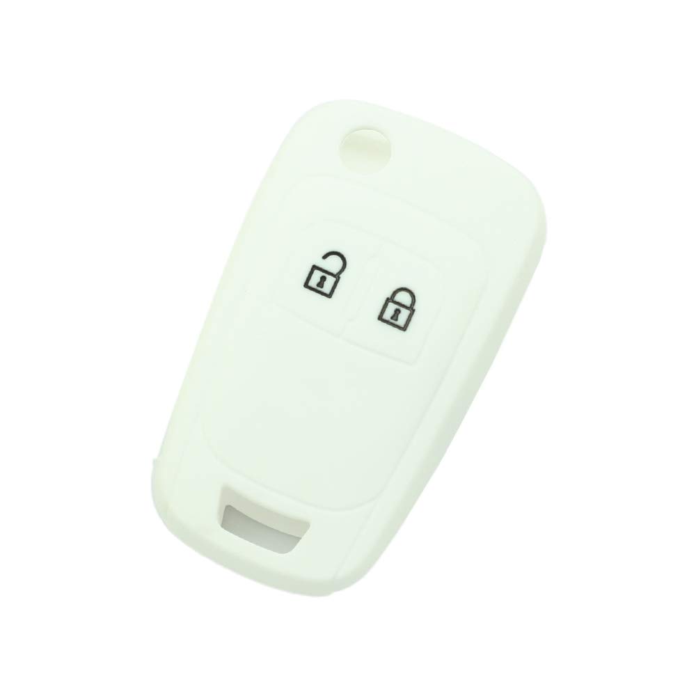 BROVACS Silicone Cover Protector Case Holder Skin Jacket Compatible with OPEL VAUXHALL 2 Button Flip Remote Key Fob CV9624 White