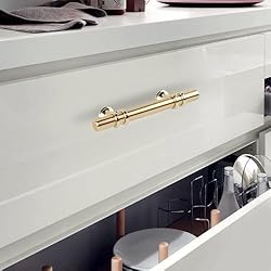 Haliwu 10 Pack Gold Cabinet Handles, Brushed Brass