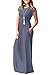 VIISHOW Women's Short Sleeve Loose Plain Maxi Dresses Casual Long Dresses with Pockets (Large, Purple Gray)