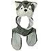 Husky Plush Animal Hat / Scarf / Mittens - Grey Husky