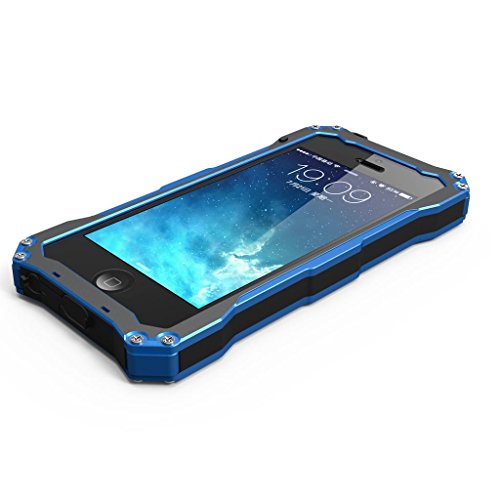 iPhone 5S Case, SCENG [ALUMINUM BUMPER] iPhone 5S Metal case [Science Hybrid Premium Metal] Full-Body Aluminum Structures with Silicone - Water Resistant / Dirt / Shockproof / Dust Proof Military Heavy Screen Protector - Hard Aluminum Dual Layer Protective Case for iPhone 5 / iPhone 5S (Blue)
