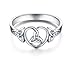 BORUO 925 Sterling Silver Ring Celtic Knot Heart High Polish Tarnish Resistant Eternity Wedding Band Stackable Ring, Benefiting The American Red Cross.