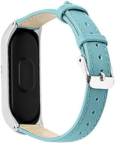 TeaBoy Leather Bands Compatible with Xiaomi Mi Band 4/3, Replacement Sport Slim Leather Accessories Bracelet Wristbands Strap with Protector Case for Mi Band 4