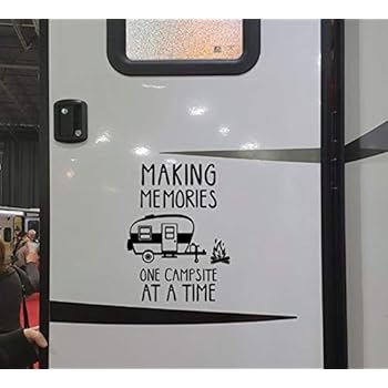 CELYCASY Making Memories Retro Camping Vinyl Decal Quote - Vinyl Camping Phrase Stencil - Camping Decal - RV Sticker, MacBook Sticker, Campsite Decor
