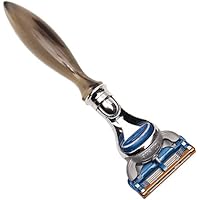 Parker Safety Razor, Hand Carved Genuine Ox Horn Handle Fusion Compatible Razor