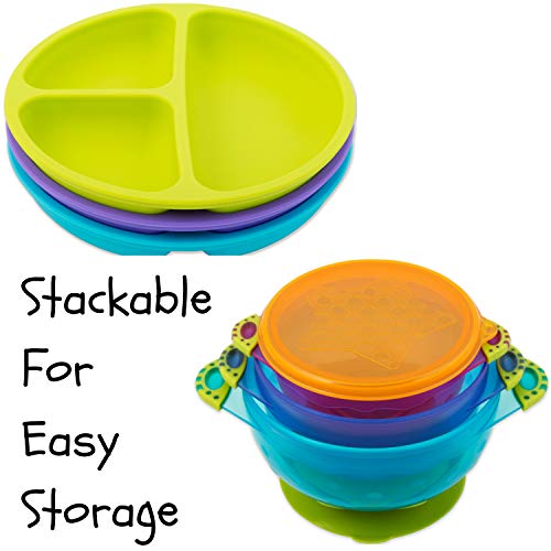 Toddler Plates and Bowls Baby Bowls with Suction in 3 Different Sizes