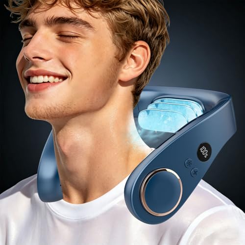 Kouric Neck Fan with Cooling Plate,Mini Portable Air Conditioner Rechargeable USB Flipless & Handsfree,Neck Warmer Fan Air Cooler,Gift for Kid Adults