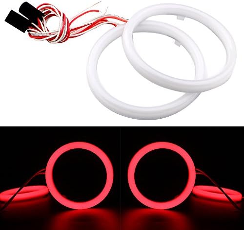 GrandviewTM 2 X 95MM 2835 72SMD Led Red Angel Eyes Halo Ring Headlight Fog Lights for BMW Benz 9v-30v