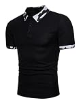 Apparel M&S&W Mens Leisure Solid Color Short Sleeve Camo Turn-Down Button Up Shirts Polo Shirts Black L Book