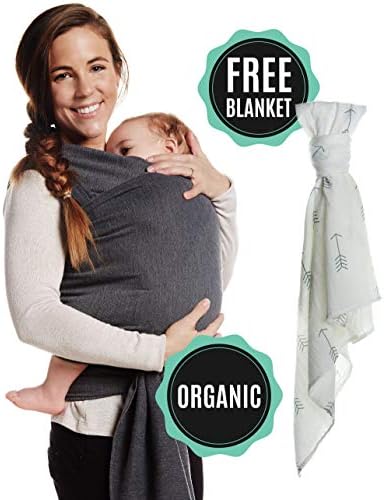Organic Baby Wrap | with Free Organic Muslin Blanket | Cotton Sling Carrier for Newborns, Infants & Toddlers | One Size Fits All | Perfect Customer Care Promise Guarantee