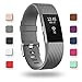 POY Replacement Bands Compatible for Fitbit Charge 2, Special Edition Adjustable Sport Wristbands, Small Gray