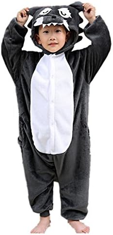 Children's Wolf Pajamas Sleeping Wear Kigurumi One Piece Animal Cosplay