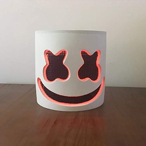 prettDliJUN Colorful Marshmello DJ EL Light Full Head Mask Helmet Halloween Party Cosplay Concert Electronic Music Festival Prop Red Light#