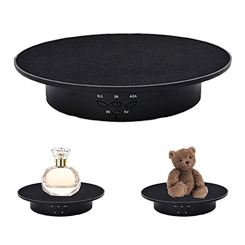CDIYTOOL Motorized Turntable Display Stand, 90-180-360 Degree Electric Display Stand, 17.6lb Load 7.87Inch Diameter (Black)