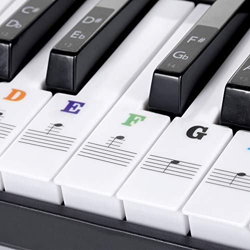 Colorful Piano Stickers for Keys, 88/61/54/49/37 Key Keyboard Stickers, Coated with Long Lasting Adhesive Material, Can be Pasted Repeatedly, Piano Keyboard Letters Notes Label for Beginners and Kids
