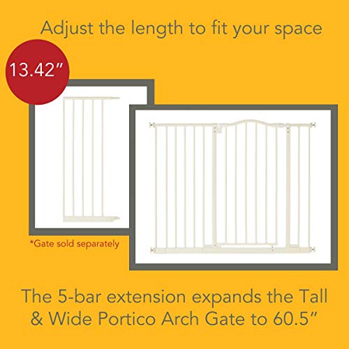 North states 5-Bar Extension for Soft White Tall & Wide Portico Arch Baby Gate: Add extension for a gate up to 60.5" wide (Adds 13.42" width, Soft White)