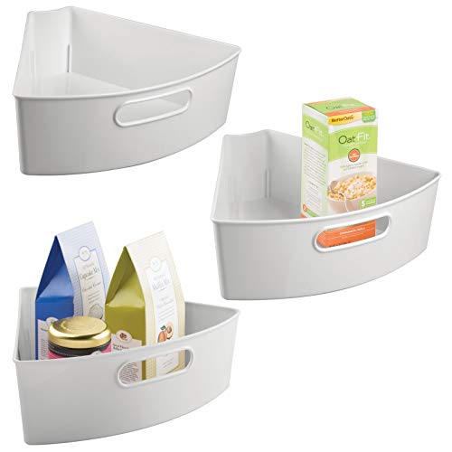 mDesign Kitchen Plastic Lazy Susan Storage Organizer Bins with