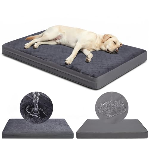 Favodormir Orthopaedic Large Dog Bed, XL Mattress for Dogs, Washable, Non-Slip Base, Grey 104 x 68 x 8 cm
