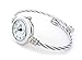 White Silver Cable Wire Band Women's Bangle Cuff Watch