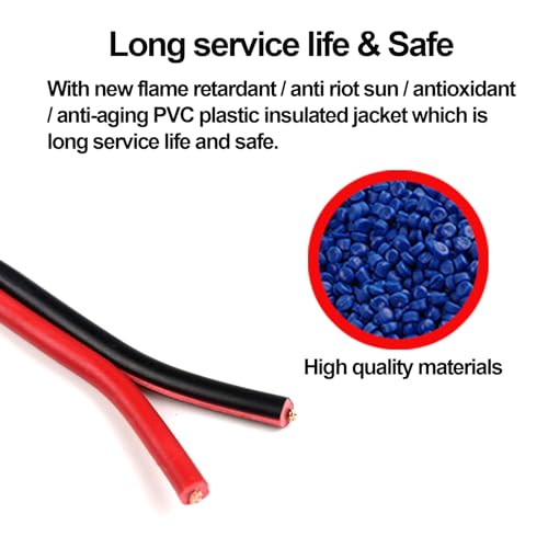 100FT 18 AWG Gauge Electrical Wire, DC 12V Hookup Red Black Copper Stranded Auto 2 Cord, Flexible Extension Cable with Spool for LED Ribbon Lamp Light or Low Voltage Products by MILAPEAK