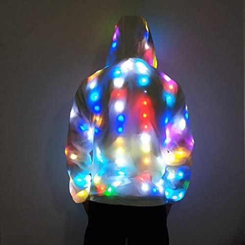 YINGBO Men & Women LED Glowing Jacket Flash Light Up Rave Jacket Outwear Xmas Costume Cool Night Party Clothing Party Fancy Dress (Battery NOT Included)