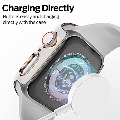 [3 Pack] AISIBY IP68 Waterproof Shockproof Bumper Cover Built-in Screen Protector, Compatible with Apple Watch Series 6/5/4/SE 44mm Case with Tempered Glass Coverage HD Ultra-Thin Unbreakable Cover