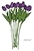 ALIERSA 10-Heads Home Deocr Mini Tulip Real Touch Tulip Artificial Flowers Bouquets (Dark Purple)